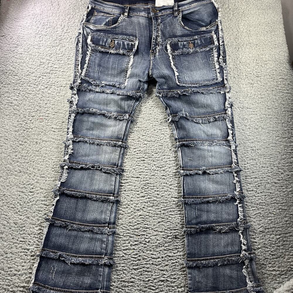 FWRD Denim New York Stacked Cargo Jeans Mens 40x36 Distressed Frayed Streetwear